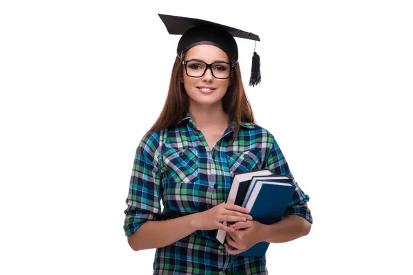 Junge Studentin isoliert auf weißem Hintergrund — Stockfoto