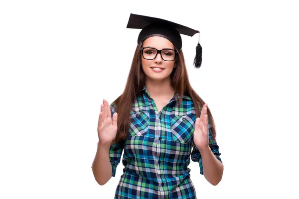 Ung student isolerad på den vita bakgrunden — Stockfoto