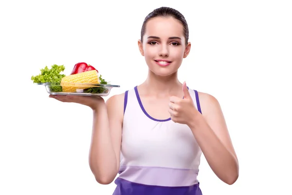 Mujer en concepto de alimentación saludable — Foto de Stock