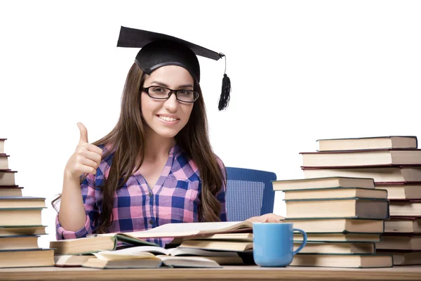 Jovem estudante se preparando para os exames escolares — Fotografia de Stock