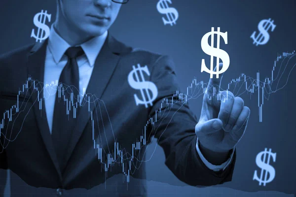 Affärsmannen och dollar i affärsidé — Stockfoto