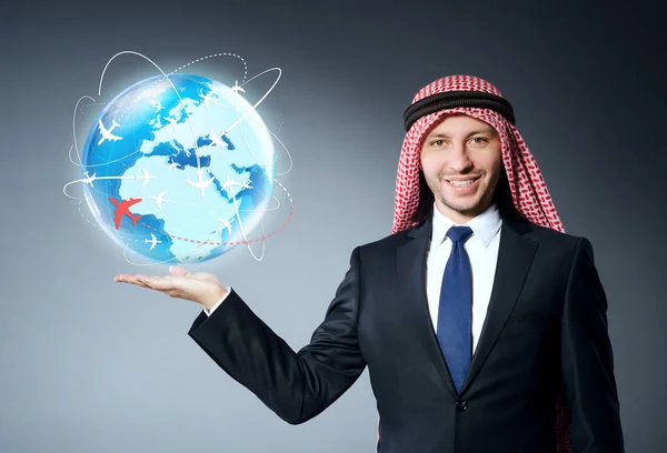 Arab man in air travel concept — Stock Photo, Image