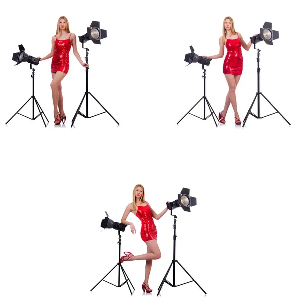 Young model during photoshoot in the studio — Stock Photo, Image