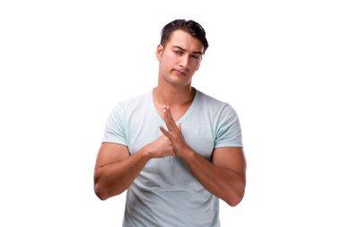 Yakışıklı delikanlı beyaz arka plan üzerinde izole