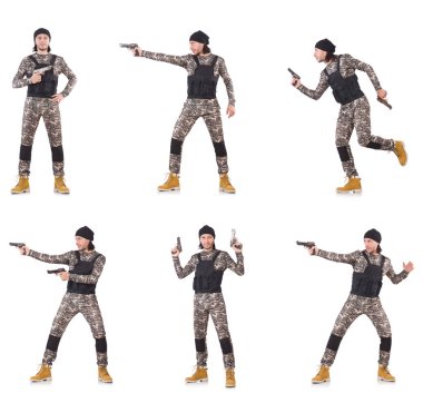 Silahlı asker beyazı izole etti.