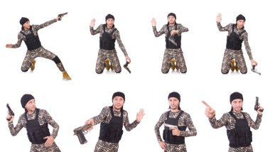 Silahlı asker beyazı izole etti.