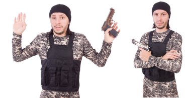 Silahlı asker beyazı izole etti.