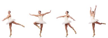 Beyaz bale etekli adam izole edilmiş.