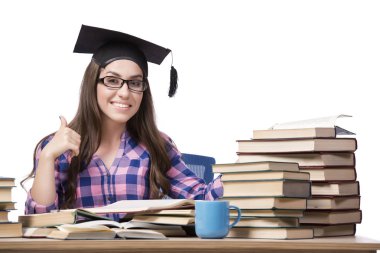 Okul sınavlarına hazırlanan genç bir öğrenci.