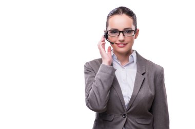 Beyaz izole kadın yardım masası işleci