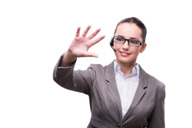 Çağrı Merkezi operatörü beyaz izole iş kavramı