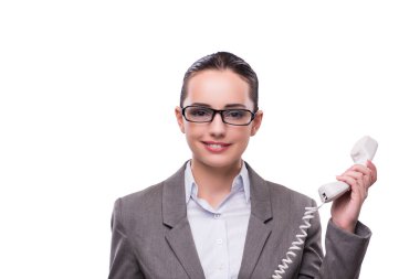 Beyaz izole güzel zarif çağrı merkezi operatörü