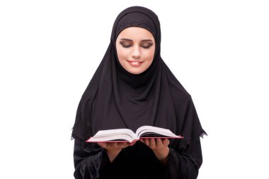 Siyah üzerine beyaz izole içinde Müslüman kadın