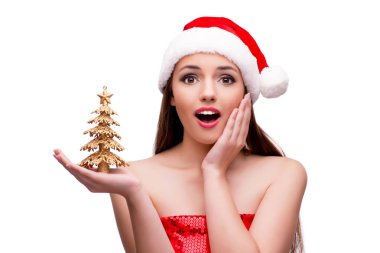 Genç kadın Noel kavramı içinde kar kız kostüm