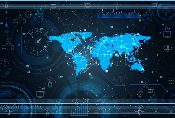 以社交网络为主题的世界地图 — 图库照片