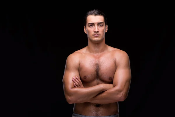 Ripped muscular man on black background — Stock Photo, Image