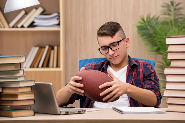 Young student preferring playing baseball to studying — Stock Photo, Image