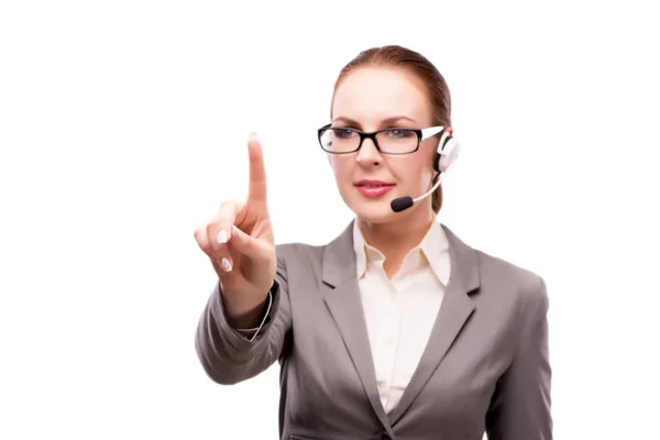 Operador de call center isolado em fundo branco — Fotografia de Stock