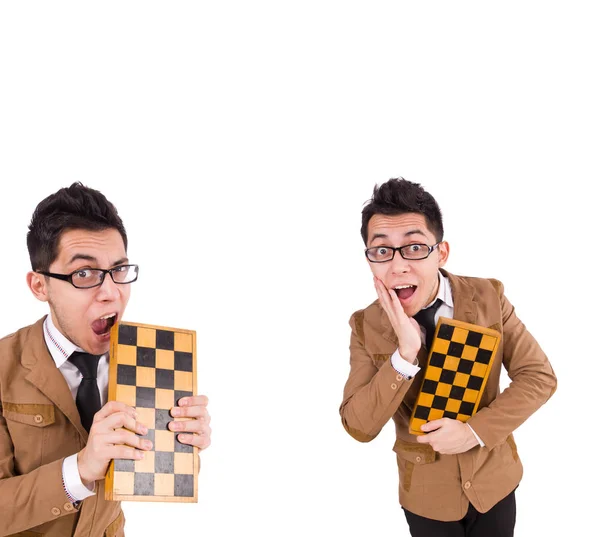 Funny chess player isolated on white — Stock Photo, Image