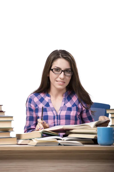 Jonge student bereidt zich voor op schoolexamens — Stockfoto