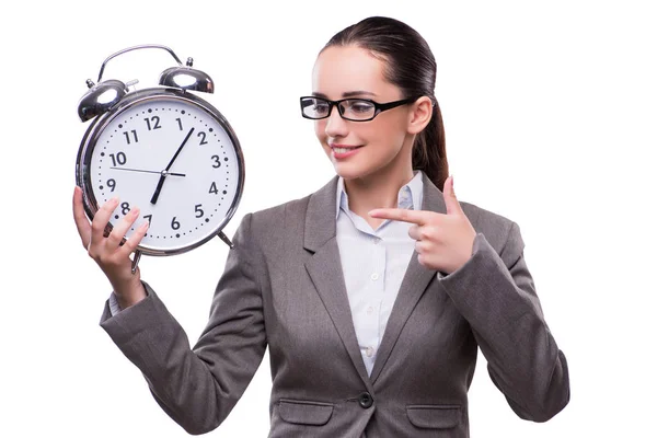 Mujer de negocios con reloj en concepto de negocio —  Fotos de Stock