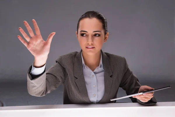 Woman with tablet computer in business concept — Stock Photo, Image