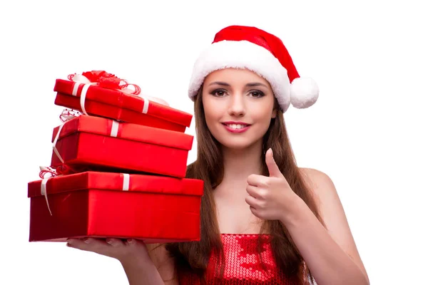 Jeune femme en costume de fille de neige dans le concept de Noël — Photo