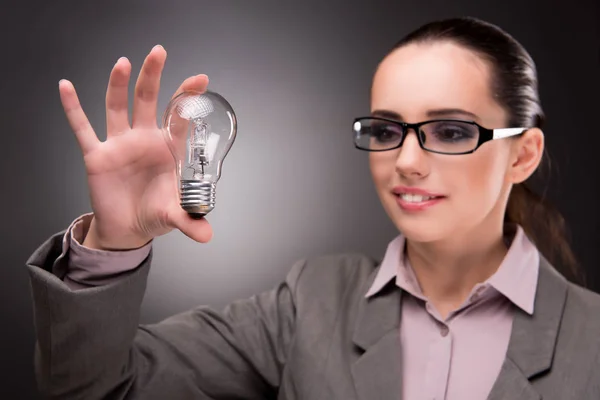 Bright idea concept with woman businesswoman Royalty Free Stock Photos