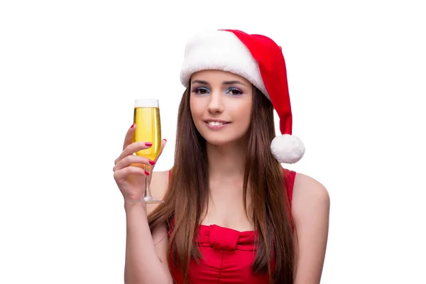 Söt flicka i jul koncept isolerad på vitt — Stockfoto