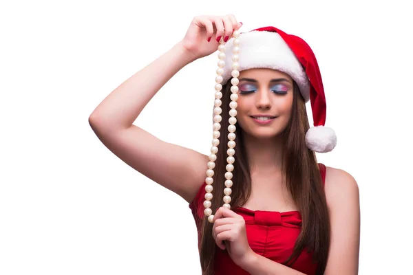 Nettes Mädchen im Weihnachtskonzept isoliert auf weiß — Stockfoto