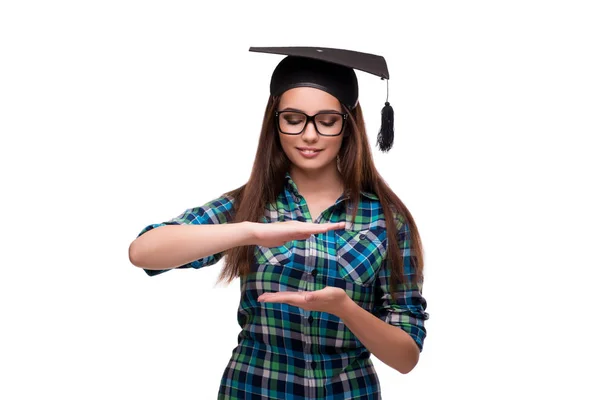 Ung student isolerad på den vita bakgrunden — Stockfoto