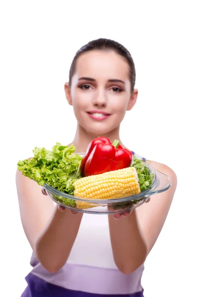 Mujer en concepto de alimentación saludable — Foto de Stock