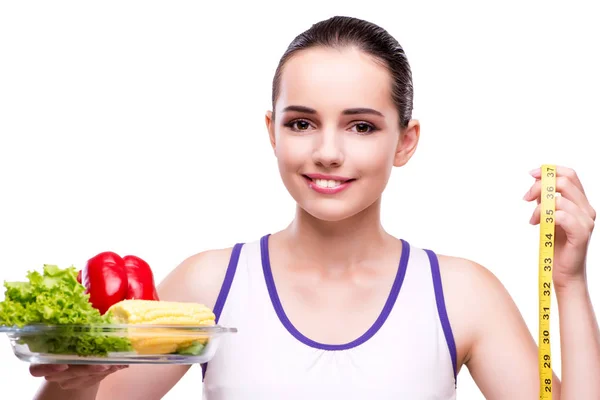 Donna in sano concetto di alimentazione — Foto Stock