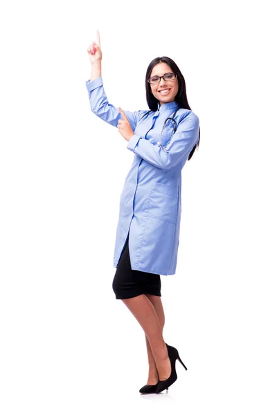 Doctora joven en concepto médico aislada en blanco — Foto de Stock