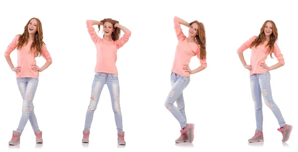 Young woman isolated on the white background — Stock Photo, Image