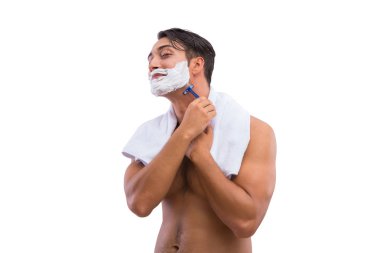 Beyaz arka plan üzerinde izole tıraş dostum