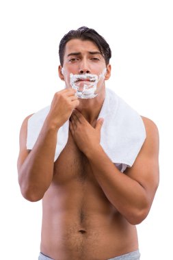 Beyaz arka plan üzerinde izole tıraş dostum