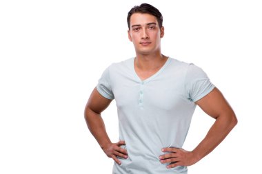 Yakışıklı delikanlı beyaz arka plan üzerinde izole
