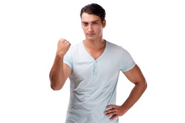 Yakışıklı delikanlı beyaz arka plan üzerinde izole