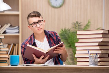 Okul sınavlarına hazırlanan genç bir öğrenci.