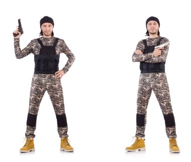 Silahlı asker beyazı izole etti.