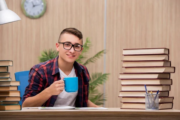 Jonge student bereidt zich voor op schoolexamens — Stockfoto