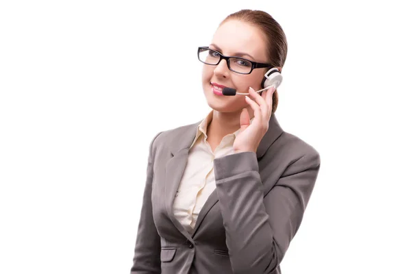 Operador de call center isolado em fundo branco — Fotografia de Stock