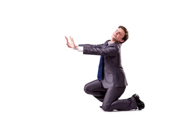 Funny businessman isolated on the white background — Stock Photo, Image