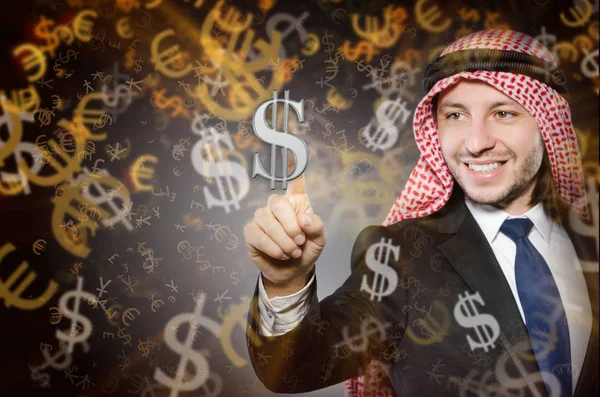 Arab man with dollars in business concept — Stock Photo, Image