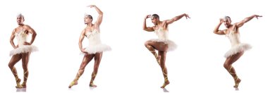 Beyaz bale etekli adam izole edilmiş.