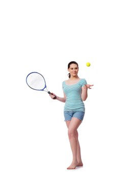 Genç kadın spor kavram üzerinde beyaz izole