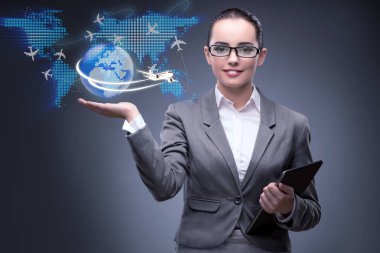 İşkadını hava seyahat konsepti
