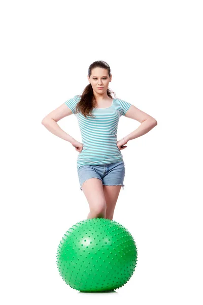 Jovem mulher no conceito de esportes isolado no branco — Fotografia de Stock