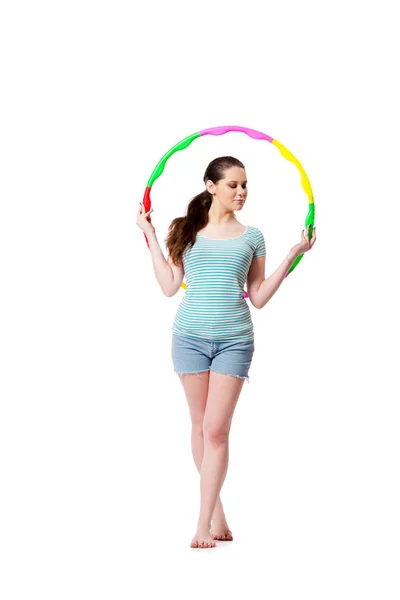 Young woman in sports concept isolated on the white — Stock Photo, Image